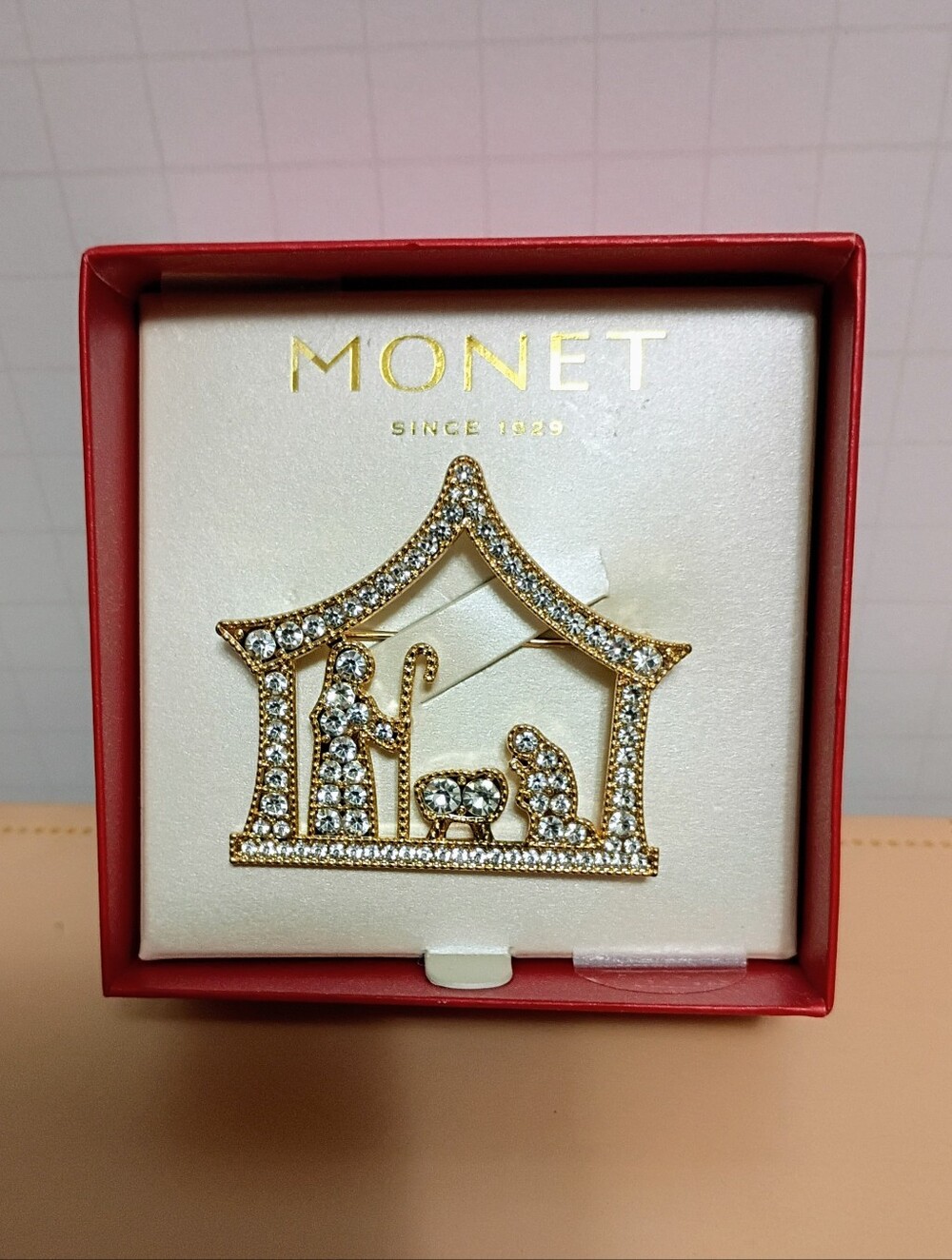 MONET Nativity Scene Brooch